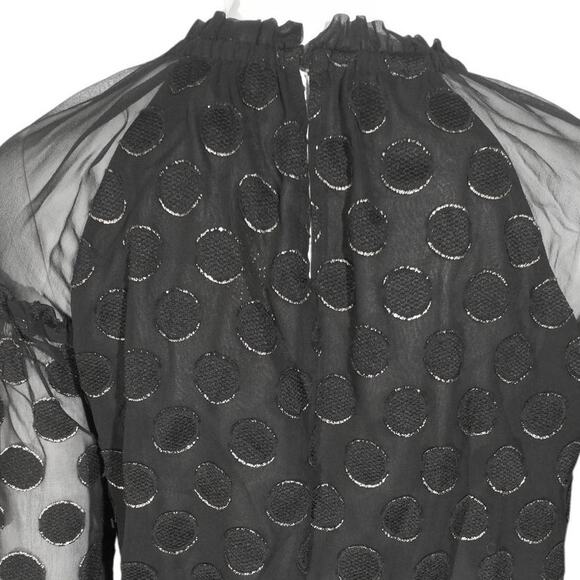 Ramy Brook Evelina Dot Appliqué Blouson Top XXS Black NWT - Picture 4 of 7